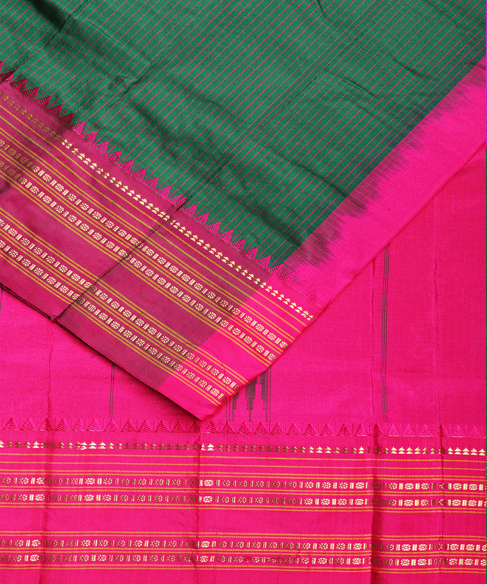 Sacramento green striped handloom narayanpet silk saree