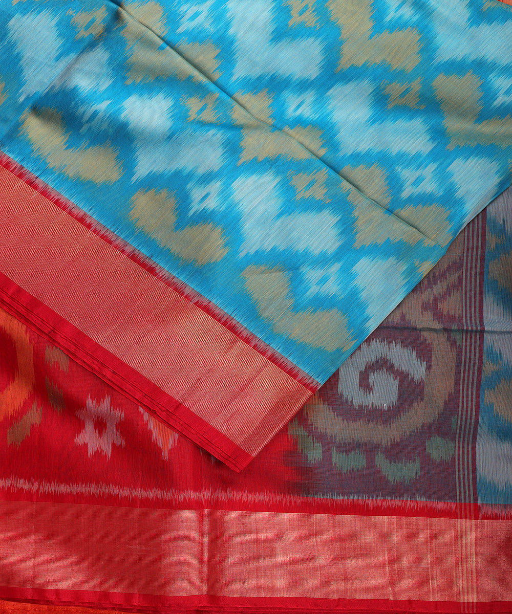 Olympic blue color handloom pochampally sico saree