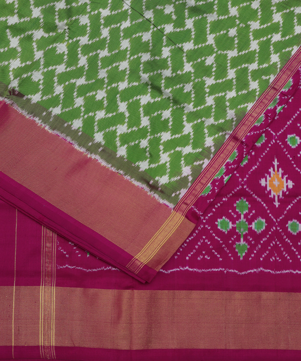 Fern green color handloom rajkot silk saree