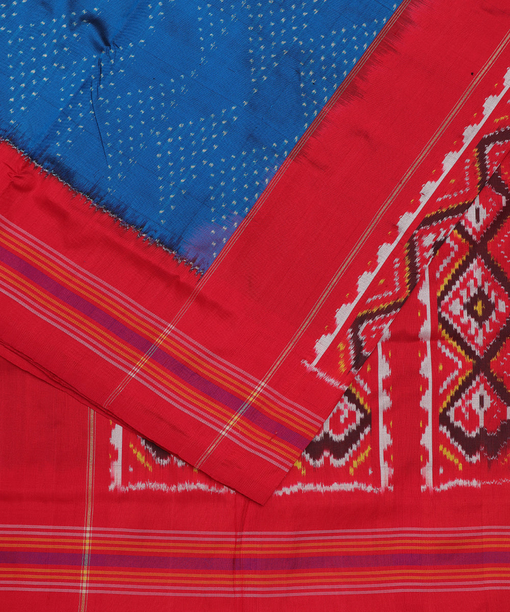 Prussian blue color handloom rajkot silk saree