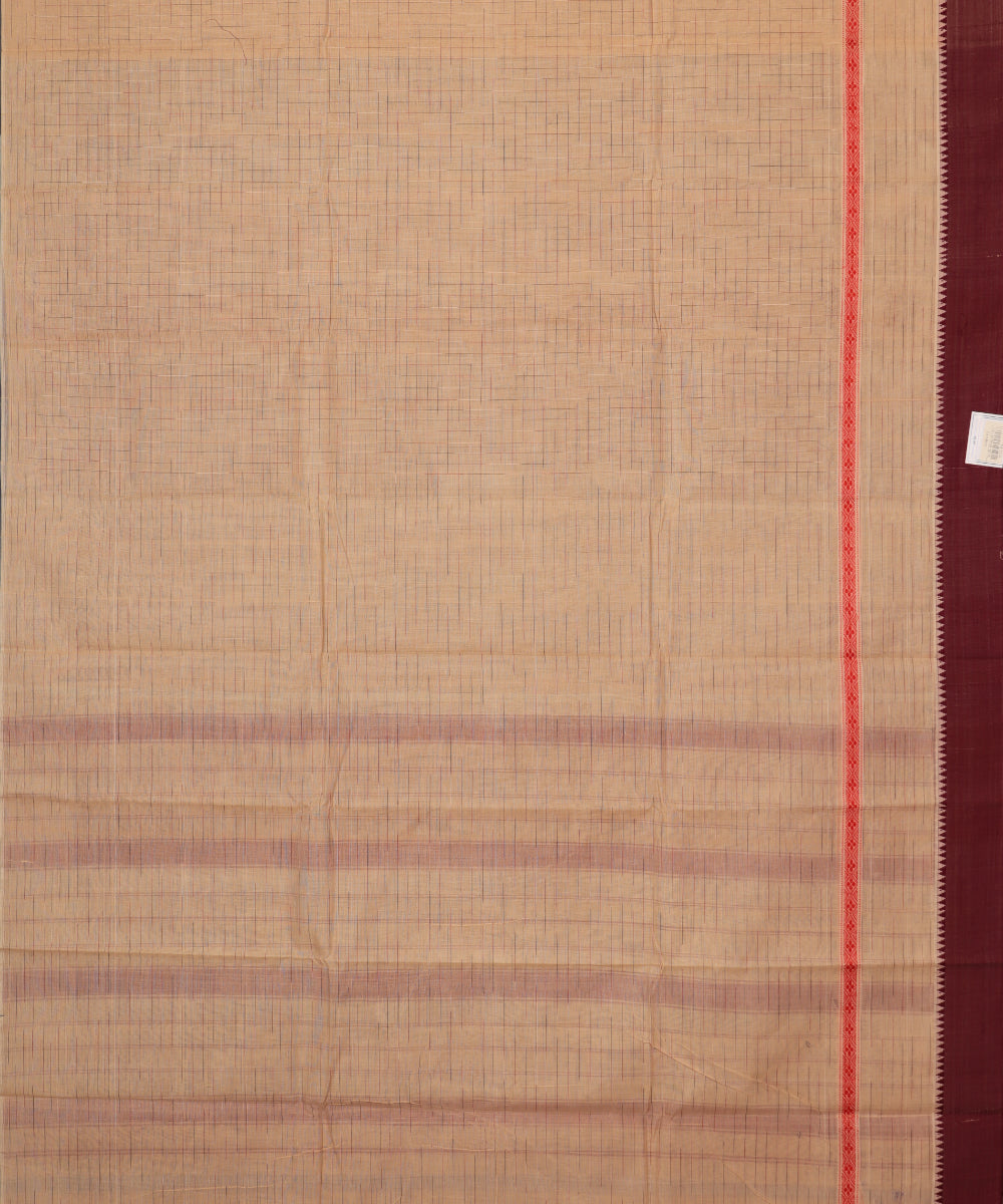 Sepia color handloom narayanpet cotton saree