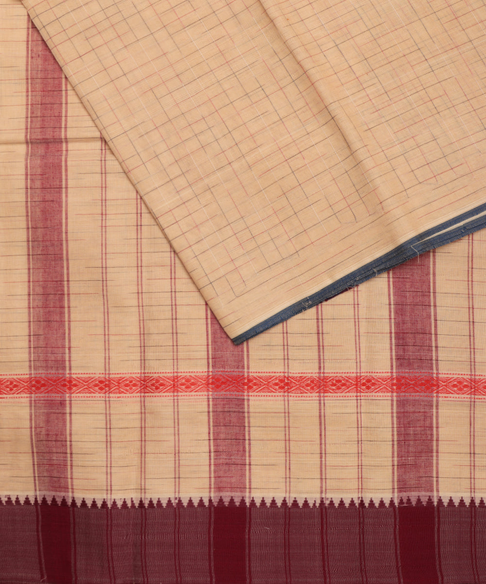 Sepia color handloom narayanpet cotton saree