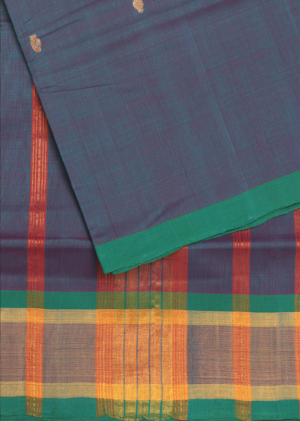 Prussian blue shade handloom venkatagiri cotton saree