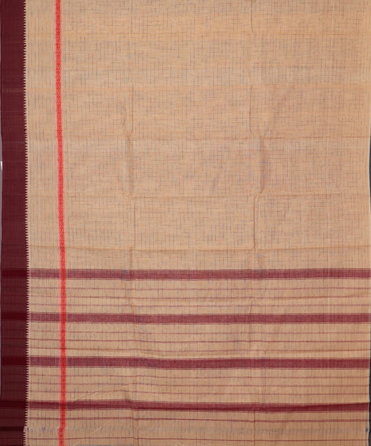 Sepia color handloom narayanpet cotton saree