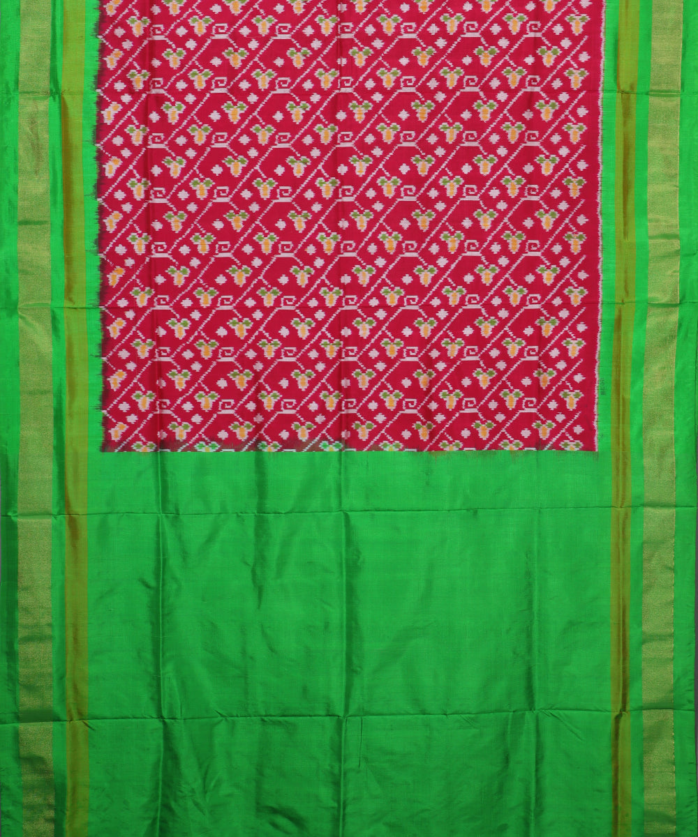 Ruby pink color handloom rajkot silk saree