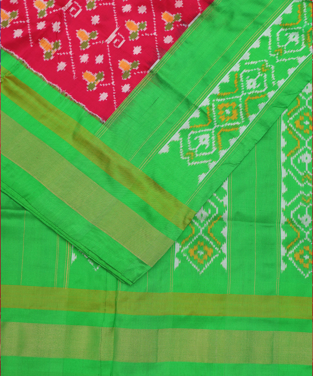 Ruby pink color handloom rajkot silk saree