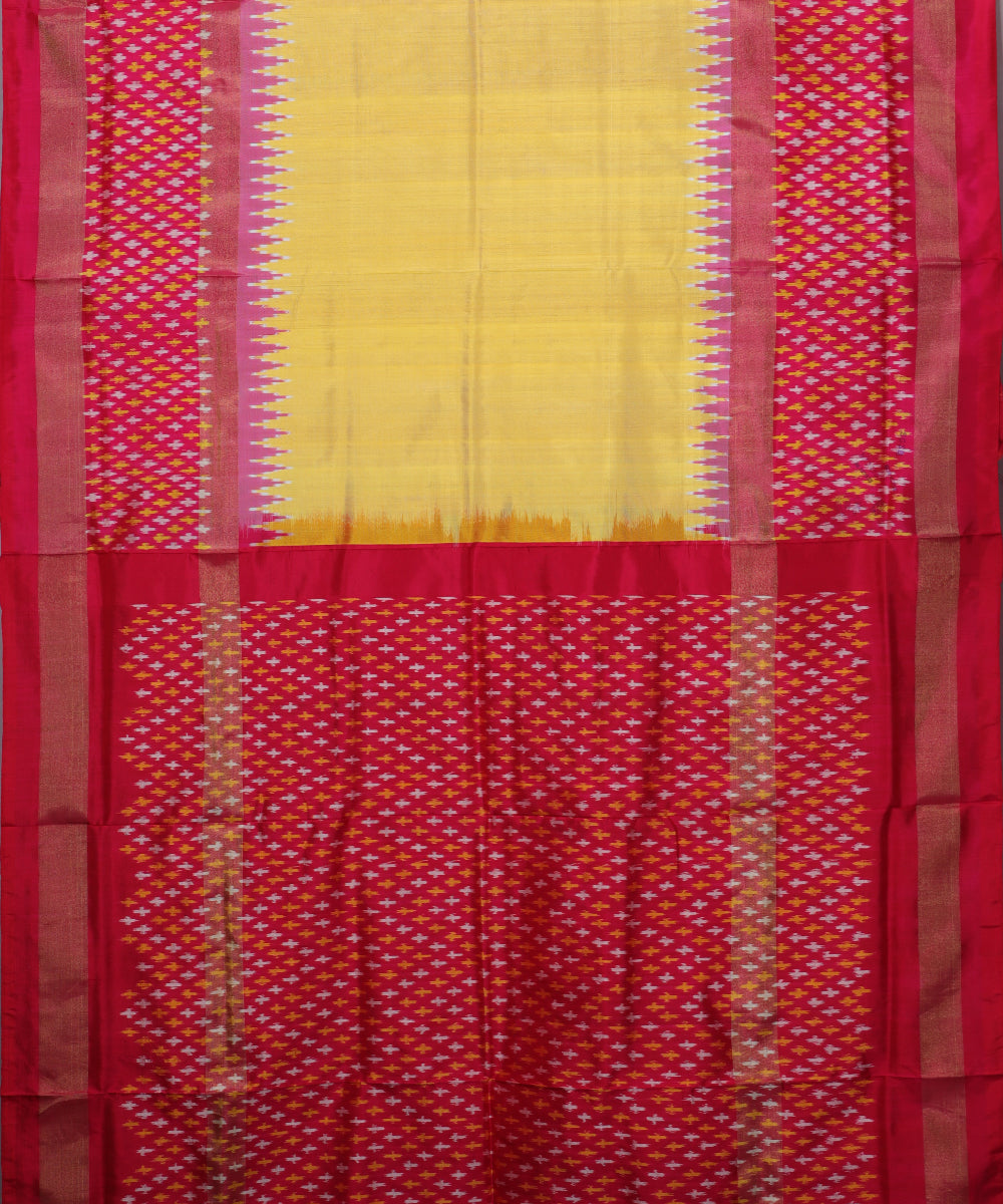 Mustard yellow color handloom rajkot silk saree