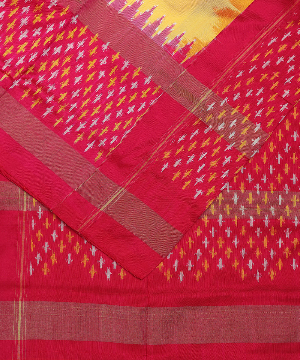 Mustard yellow color handloom rajkot silk saree