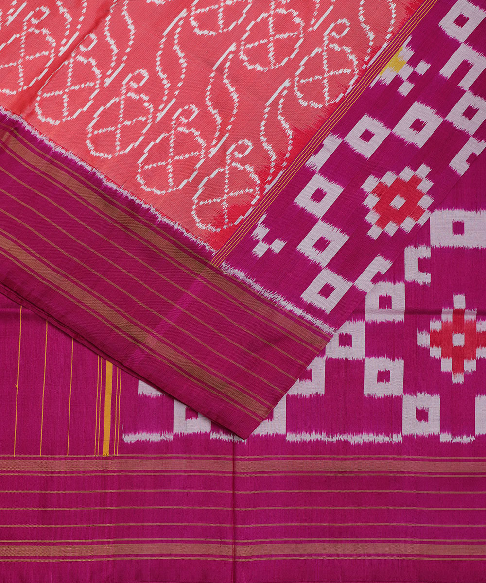 Indian red color handloom rajkot silk saree