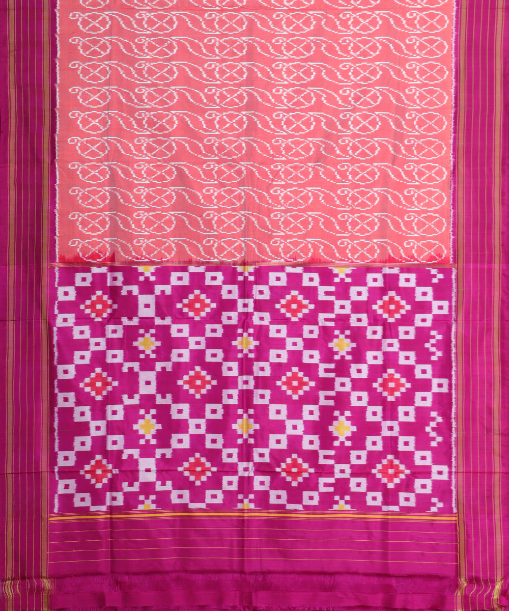 Indian red color handloom rajkot silk saree