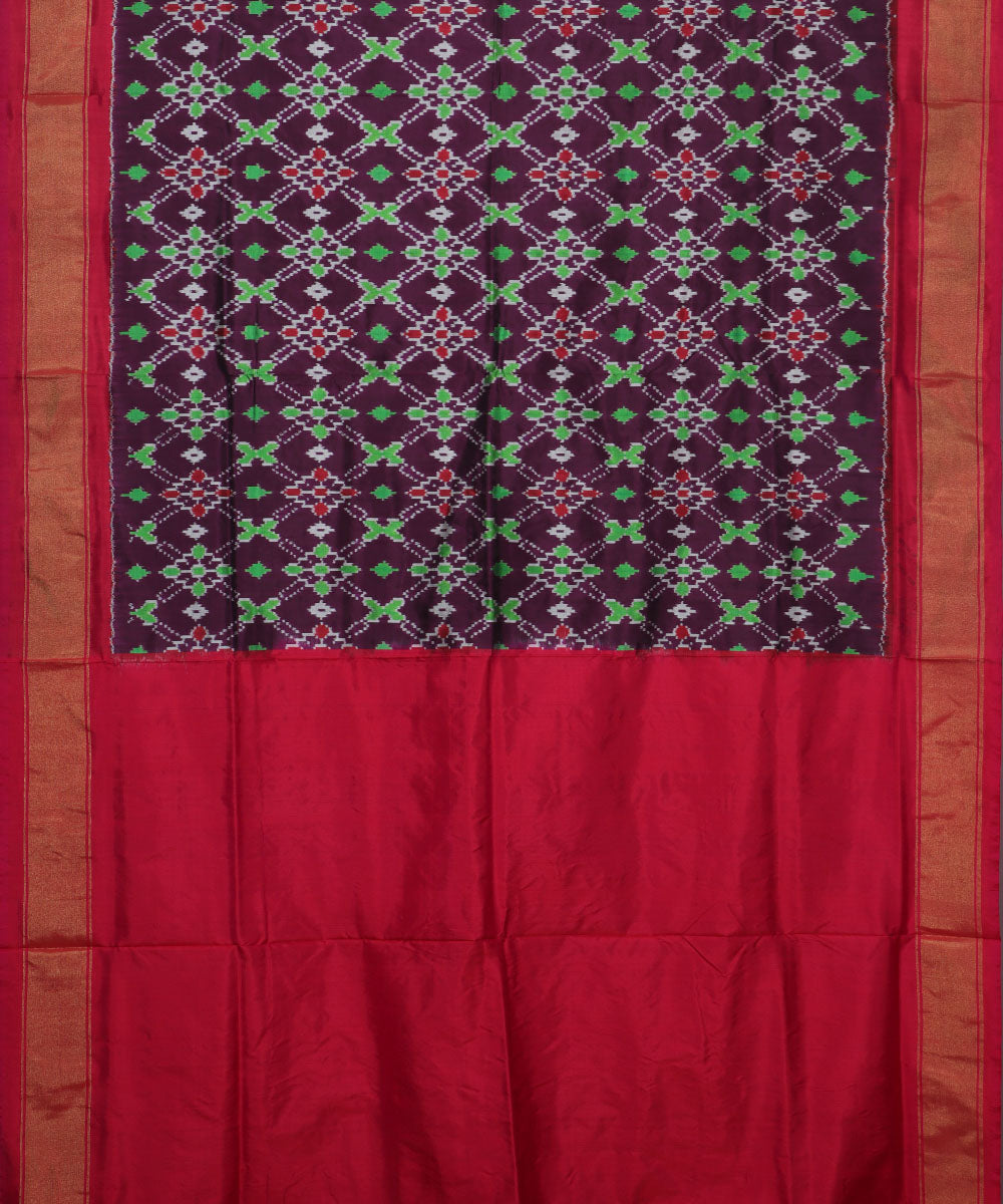 Eggplant violet color handloom rajkot silk saree