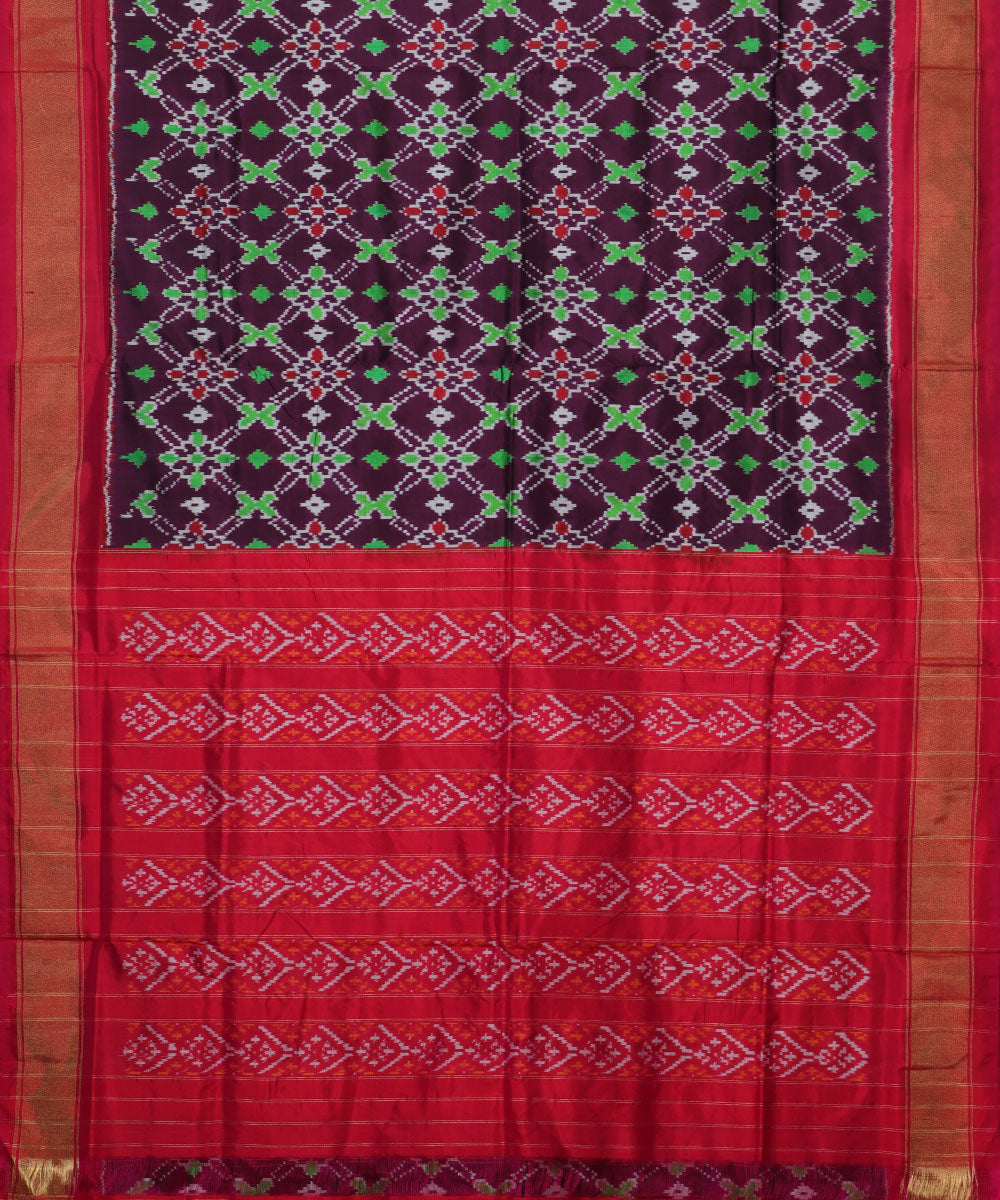 Eggplant violet color handloom rajkot silk saree