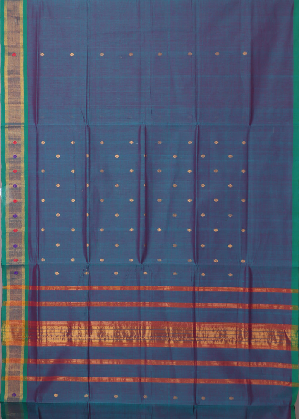 Prussian blue shade handloom venkatagiri cotton saree