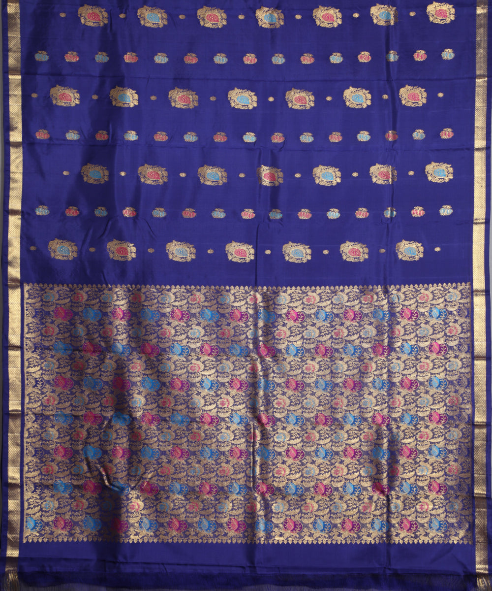 Navy blue handloom pitambari silk saree