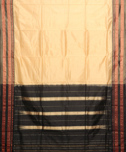 Eggnog yellow color handloom Narayanpet silk saree