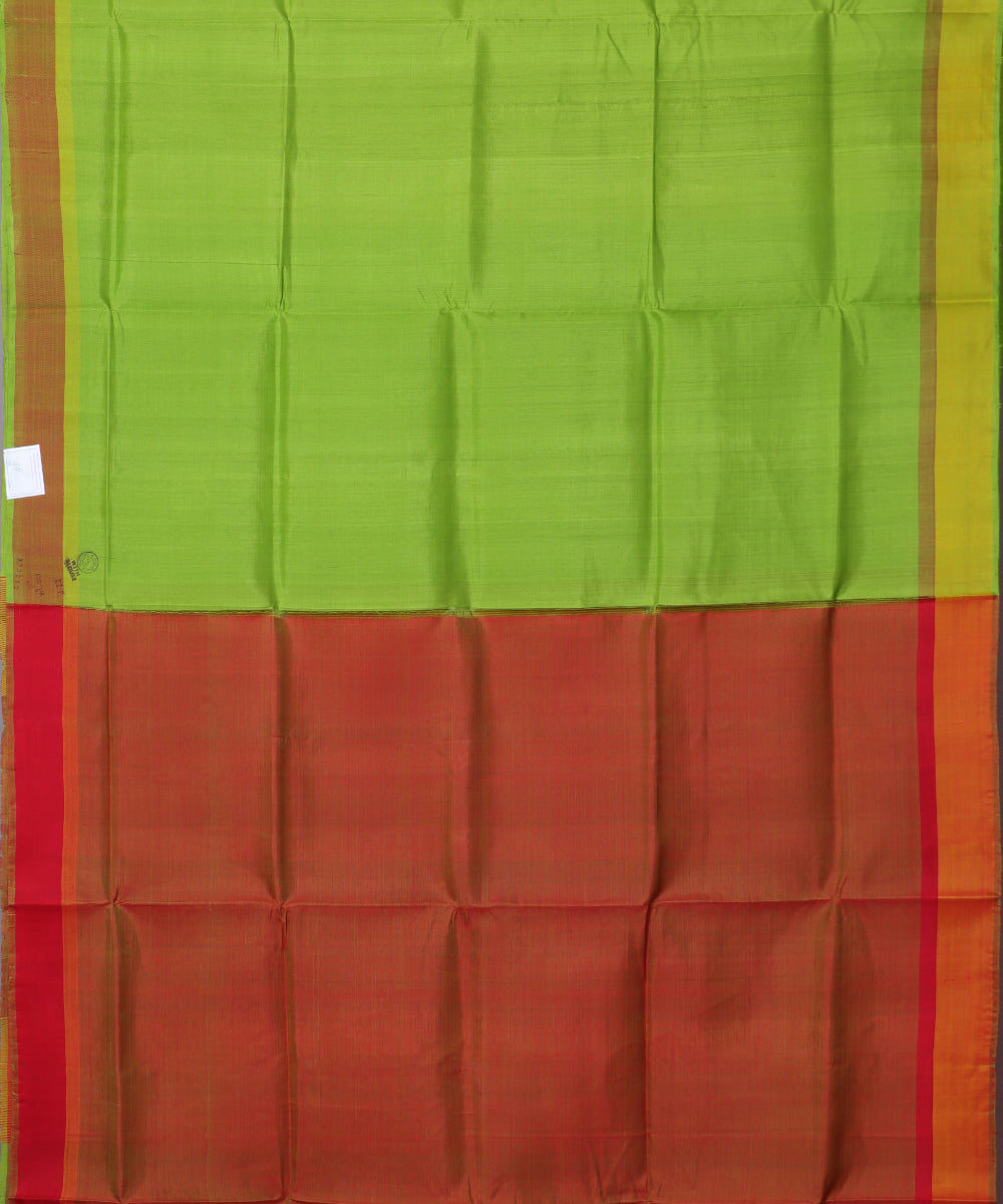 Parrot green color handloom tussar silk saree