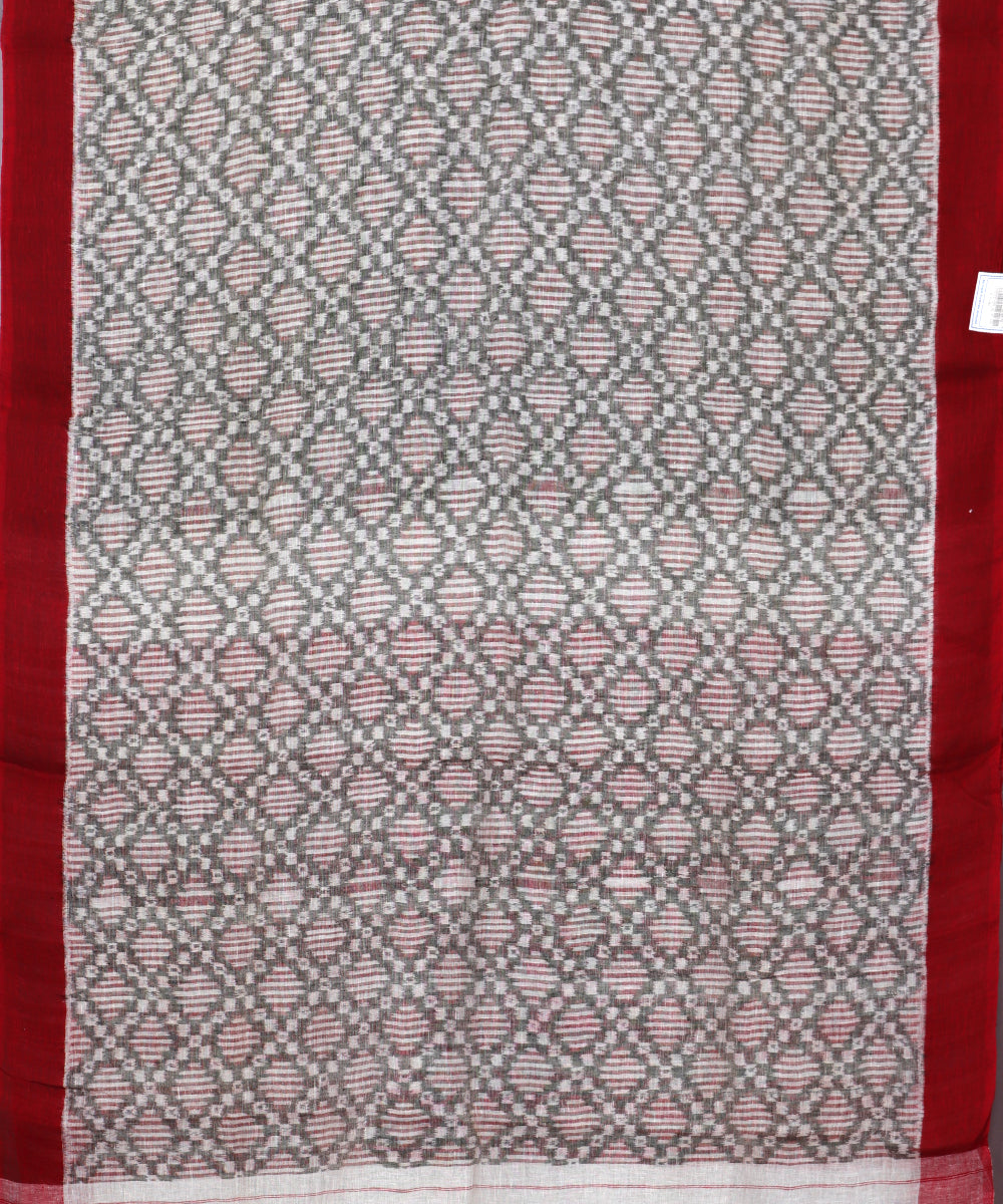 Multi-color handloom linen ikat saree