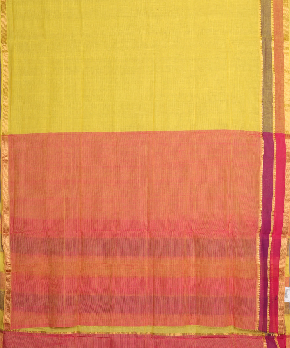 Bumblebee yellow color handloom mangalagiri cotton saree