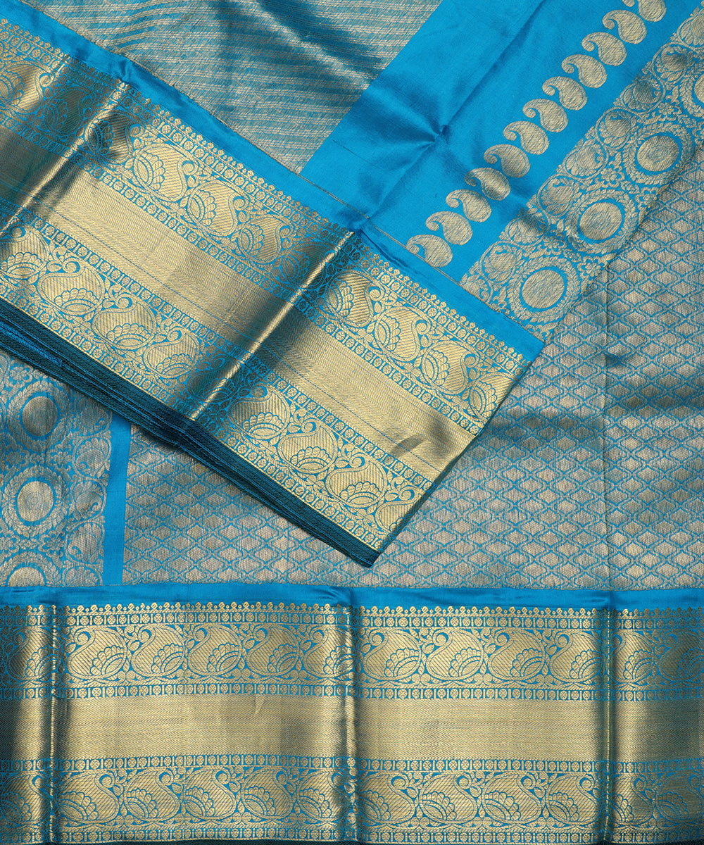 Sapphire blue color handllom ramappa silk saree