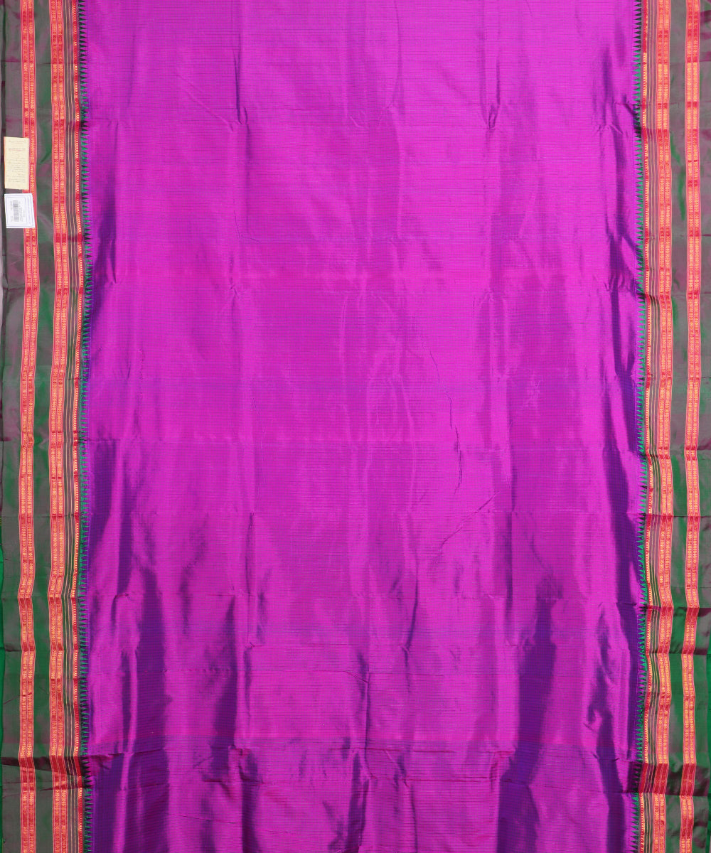 Lollipop violet striped handloom narayanpet silk saree