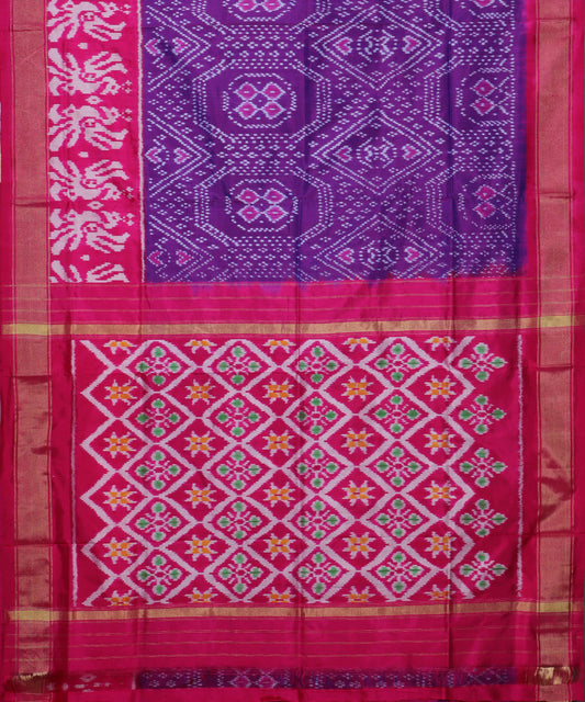 Grape violet color handloom rajkot silk saree