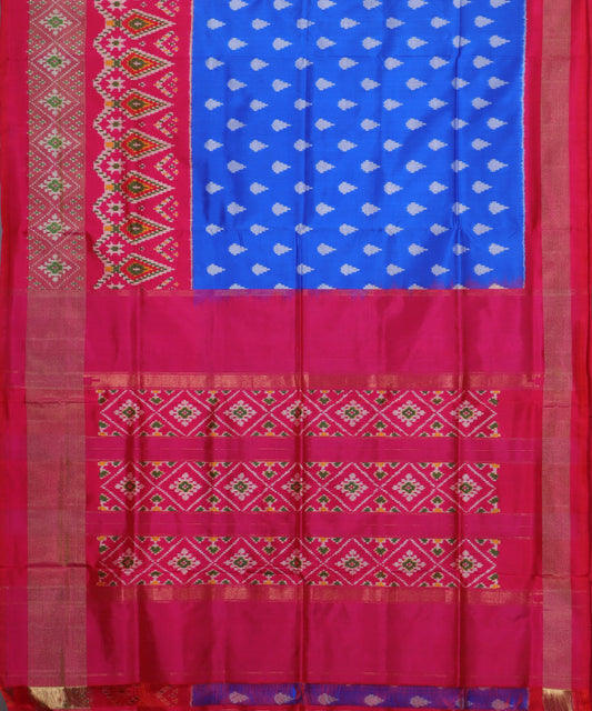 Egyptian blue color handloom rajkot silk saree