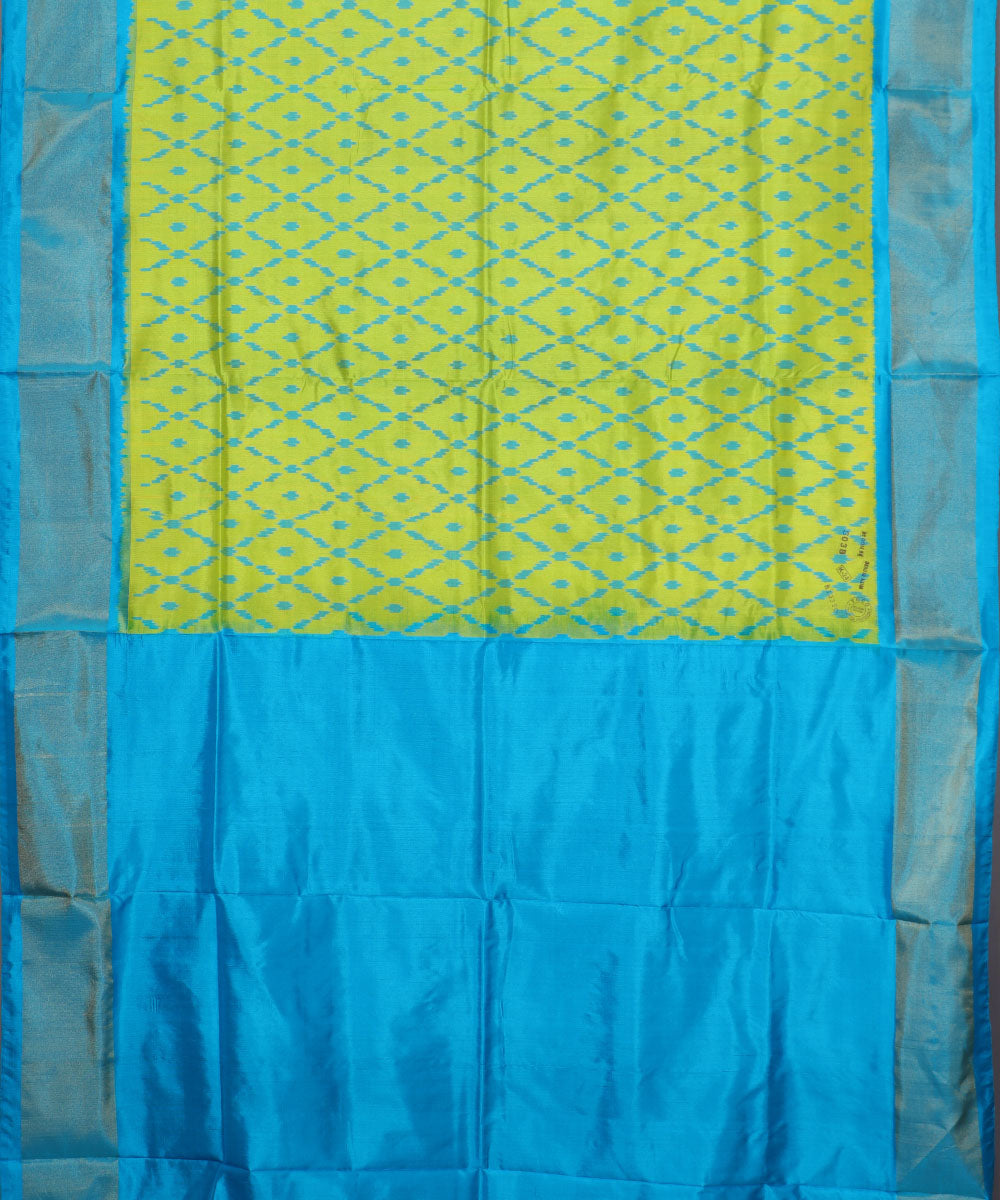 Lime green color handloom rajkot silk saree