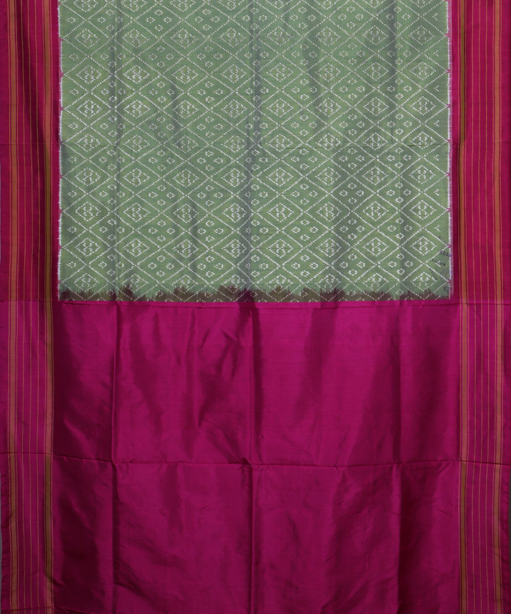 Artichoke green color handloom rajkot silk saree