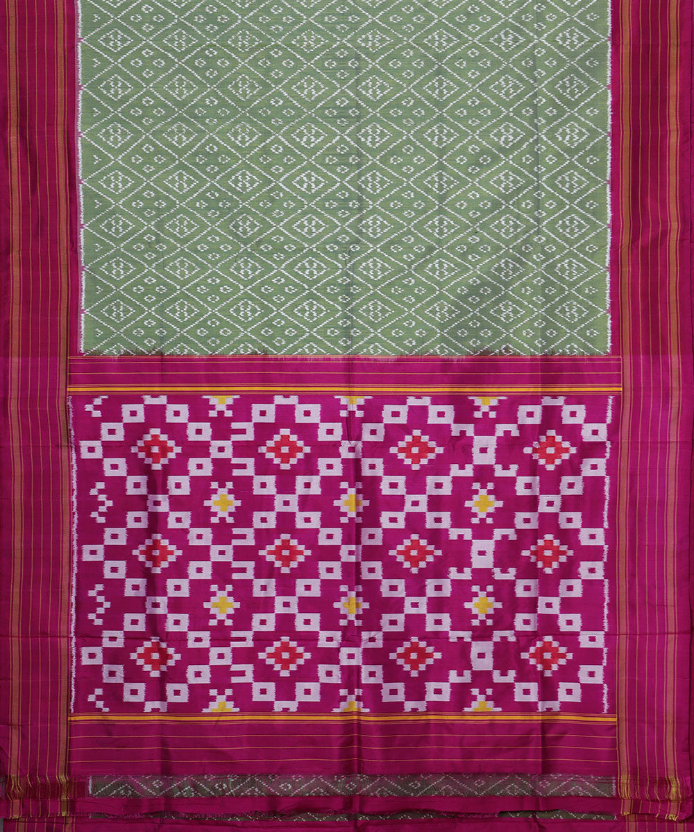 Artichoke green color handloom rajkot silk saree