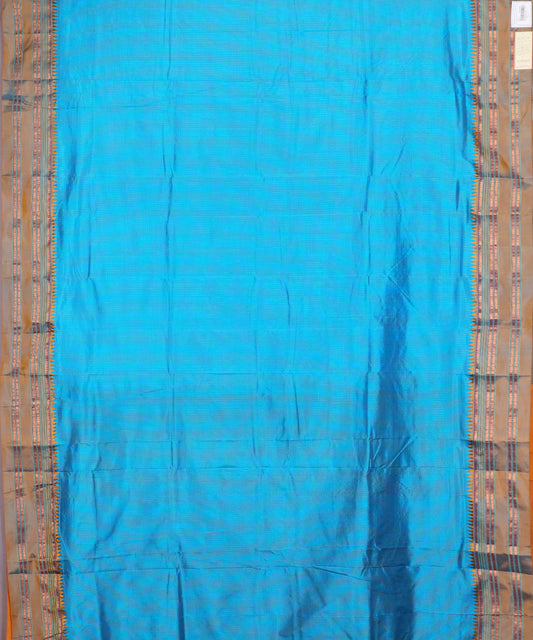 Sapphire blue striped handloom narayanpet silk saree