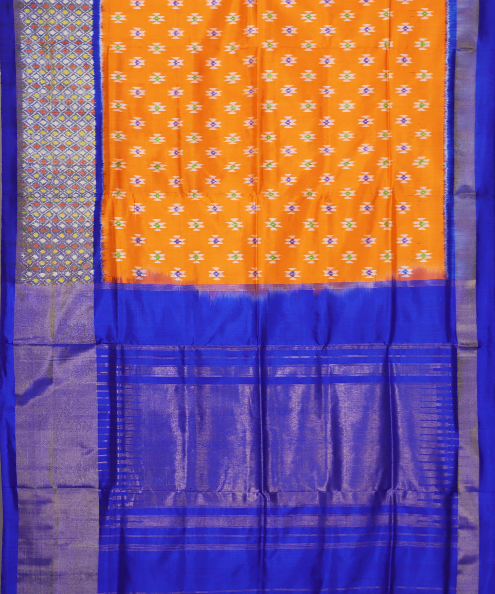 Pumpkin orange color handloom rajkot silk saree