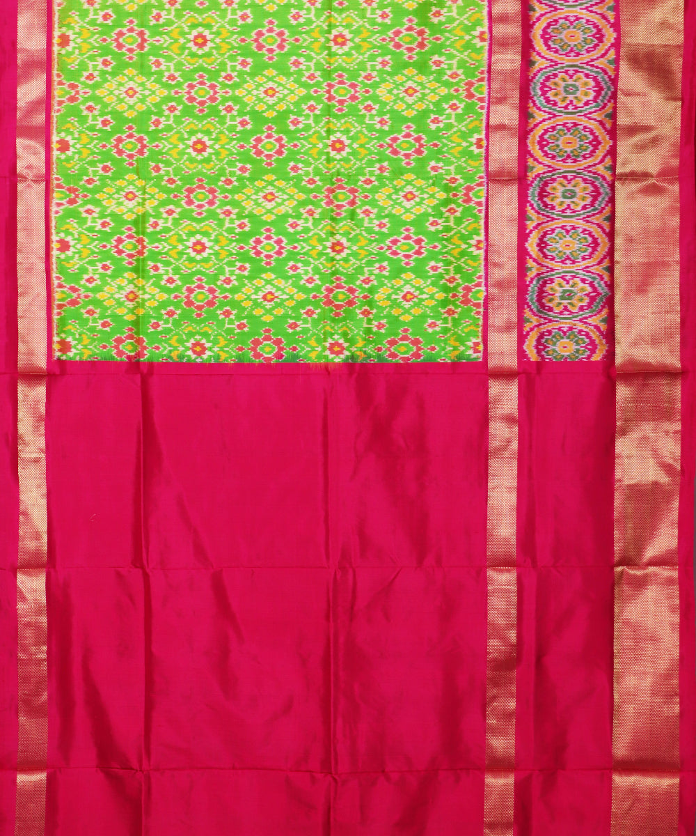 Kelly green color handloom rajkot silk saree