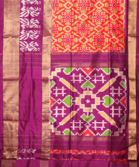 Ferrari color handloom rajkot silk saree