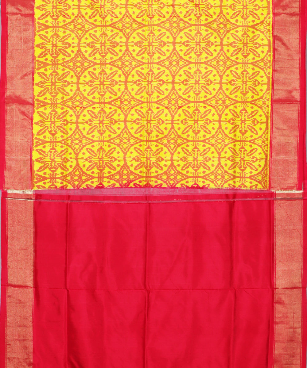 Cyber yellow color handloom rajkot silk saree