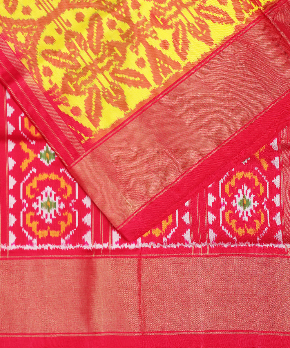 Cyber yellow color handloom rajkot silk saree