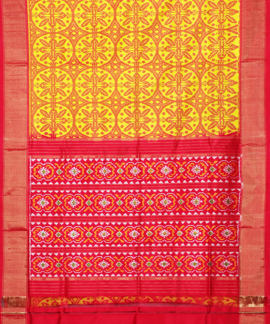 Cyber yellow color handloom rajkot silk saree