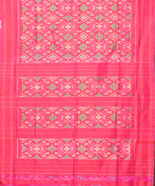 Ruby pink color handloom rajkot silk saree