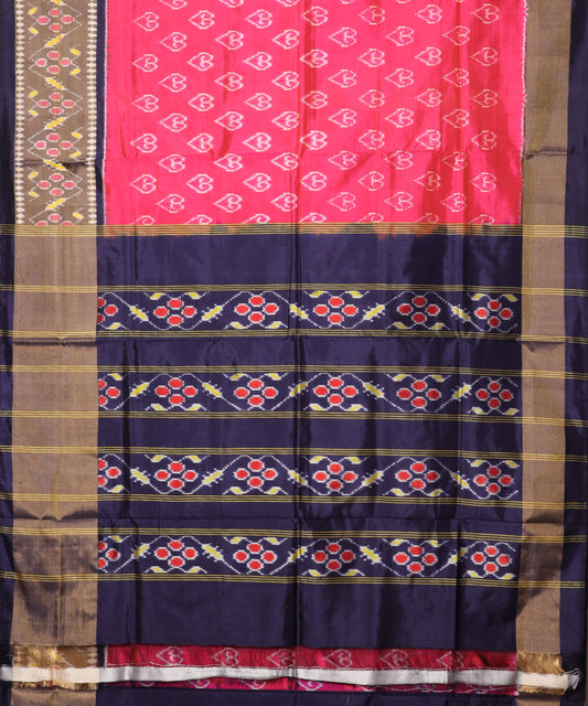 Brick pink color handloom rajkot silk saree