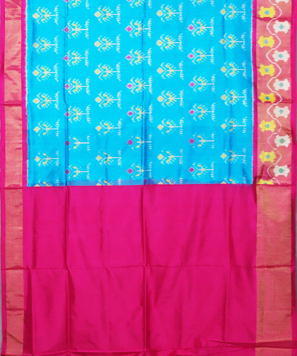 Olympic blue color handloom rajkot silk saree