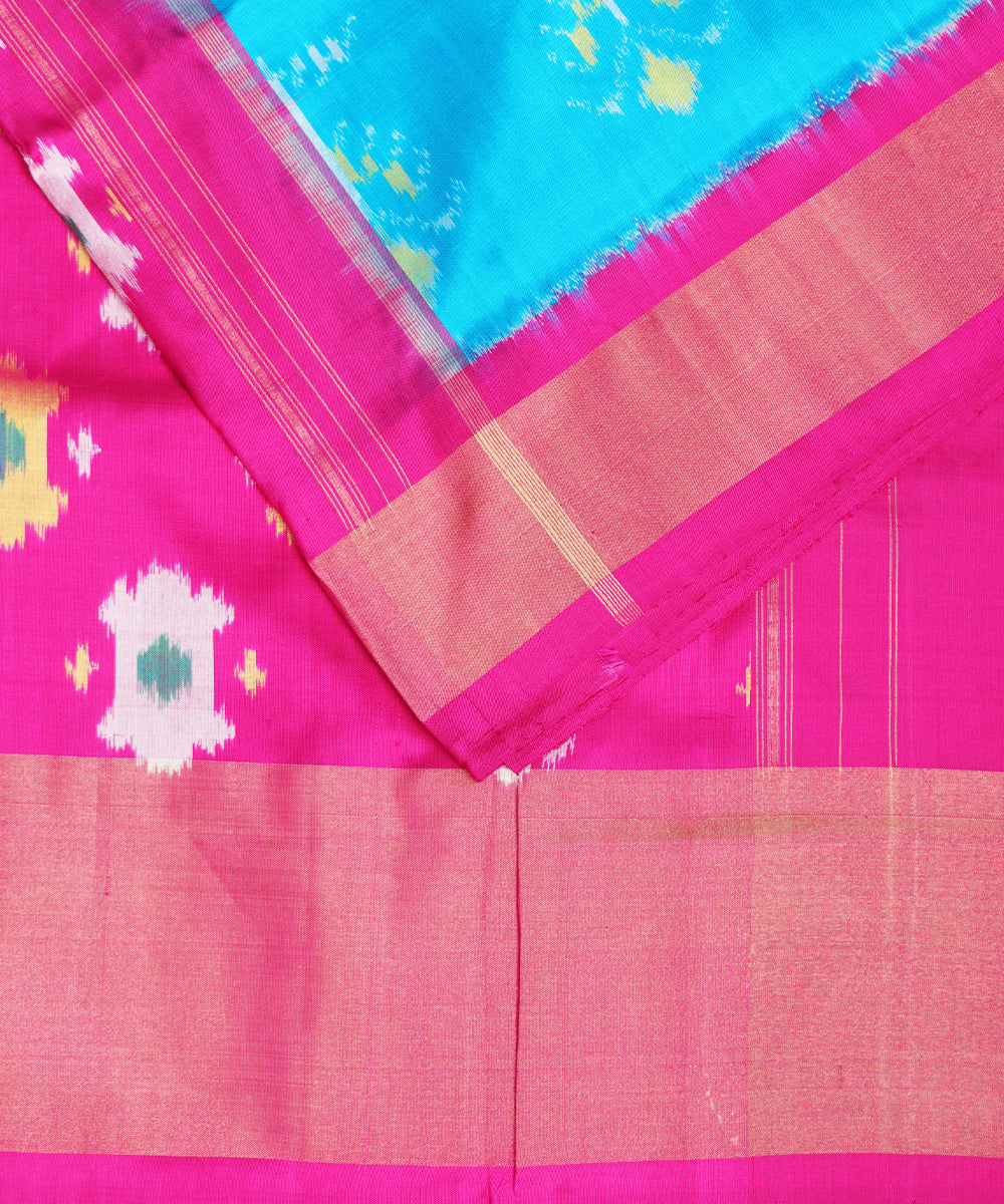 Olympic blue color handloom rajkot silk saree