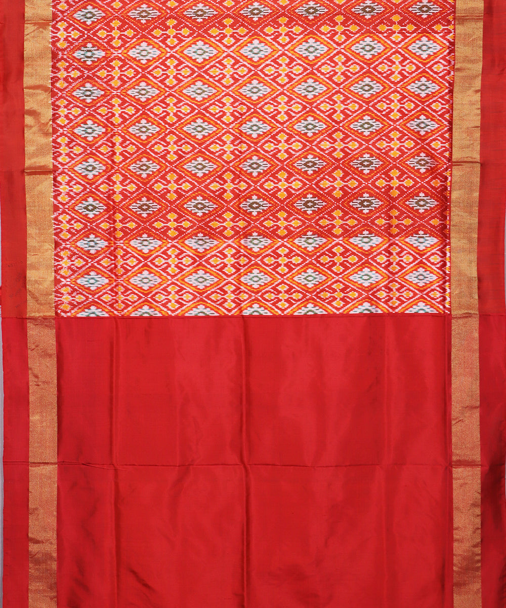 Fire brick red color handloom rajkot silk saree