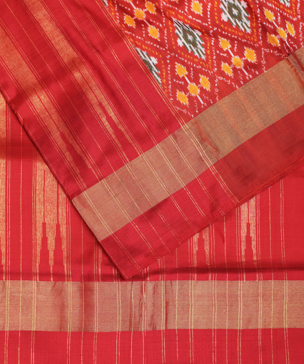 Fire brick red color handloom rajkot silk saree