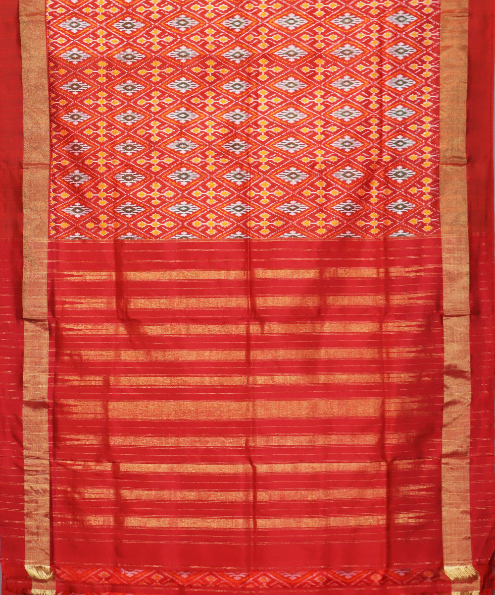 Fire brick red color handloom rajkot silk saree