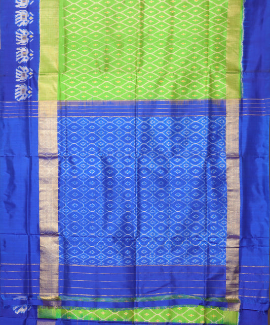 Emerald green color handloom rajkot silk saree