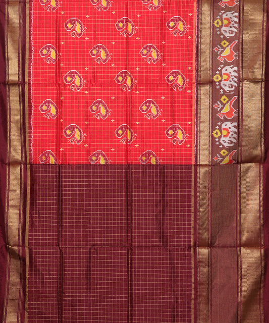 Red color handloom rajkot silk saree