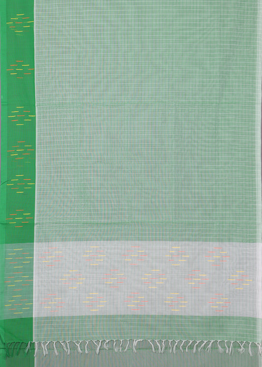 Emerald green color handloom venkatagiri cotton saree