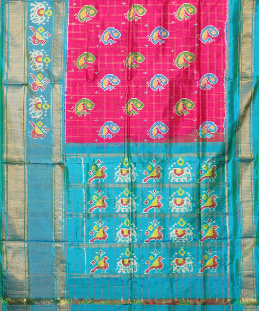 Magenta pink color handloom rajkot silk saree