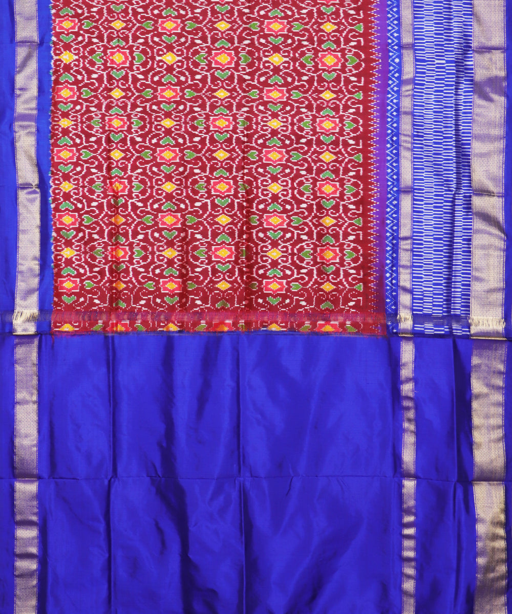 Sangria red color handloom rajkot silk saree