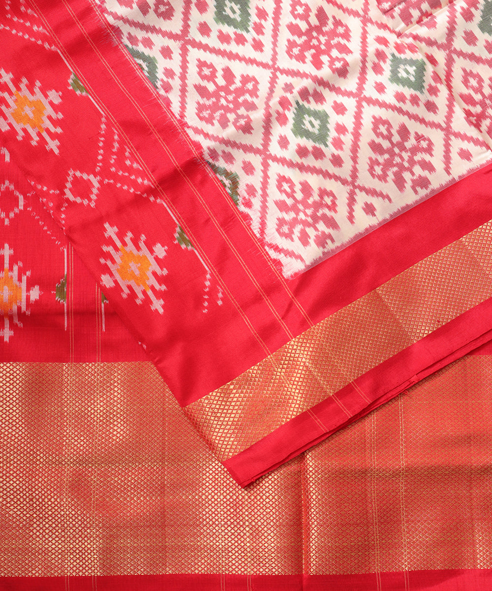 Cream color handloom rajkot silk saree