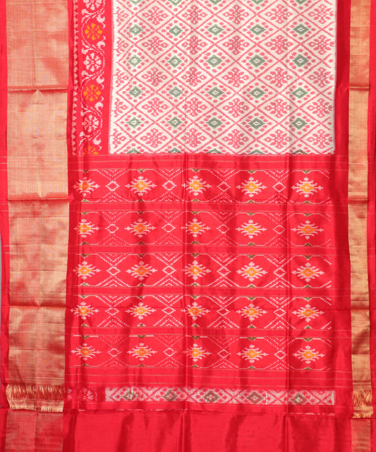 Cream color handloom rajkot silk saree